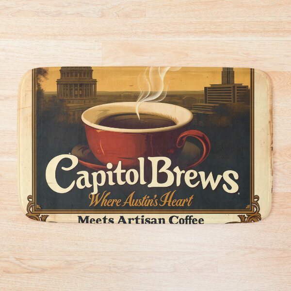 Item preview, Austin Capitol Brews Coffee Poster - Vintage Style Café Wall Art with Iconic Texas Landmarks designed and sold by David Balzen.
