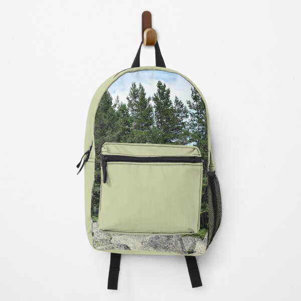 Item preview, Meadow with boulders and coniferous trees in the mountain designed and sold by mariya-ivanova.