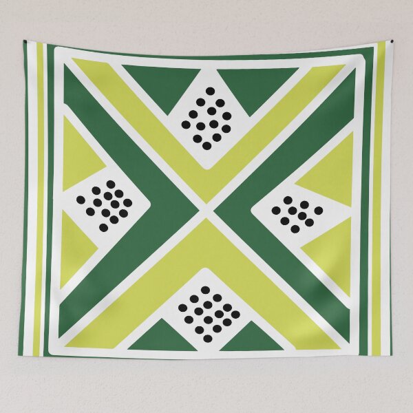 Item preview, African ethnic tribal bogolan green designed and sold by Wolagno.