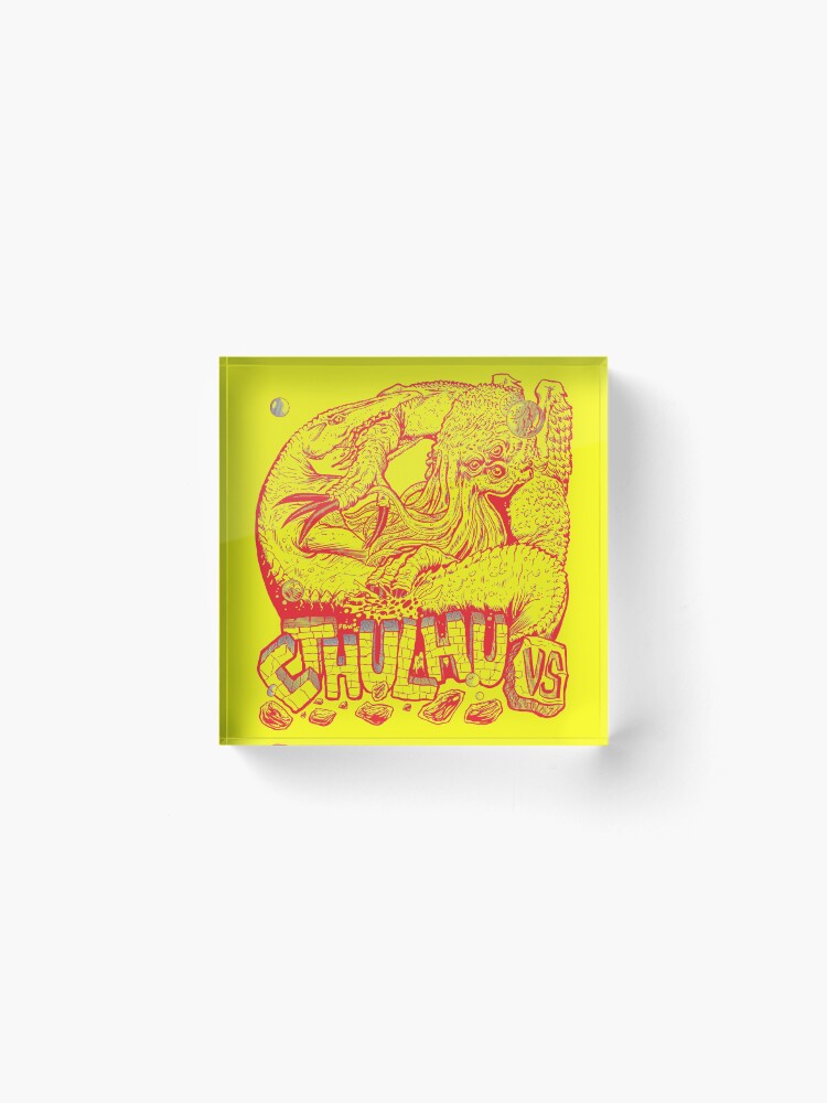 Thumbnail 2 of 5, Acrylic Block, Cthulhu vs Mosasaur RED Variant designed and sold by FBWashington.