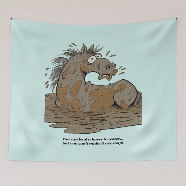 Item preview, Cartoon of Horse bathing in Mud designed and sold by SomeGuyLou.