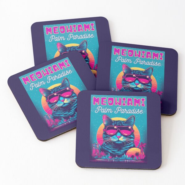 Item preview, Meowiami Palm Paradise Art. designed and sold by GiveMeMood.