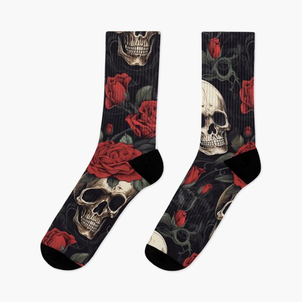 Item preview, skulls and red roses flowers designed and sold by Ararat Shahinyan.