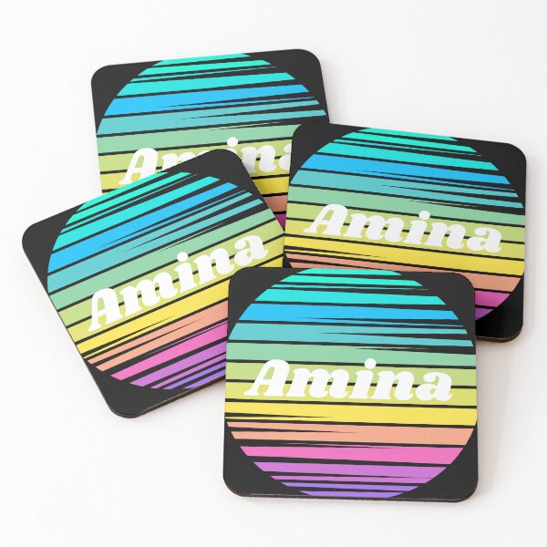 Item preview, Amina | Amina Colorful Name | Sunset Beach | Cool Names | Stripes designed and sold by ShroomMagic.