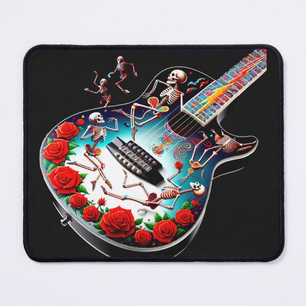 Item preview, Dancing Skeletons Red Roses Lightning Bolts Guitar Design designed and sold by HippieFarms11.