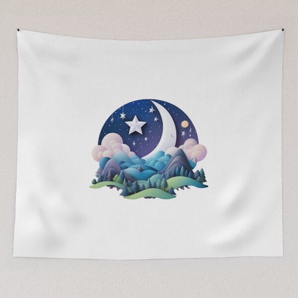 Item preview, Star and Moon 3D Landscape, Starry Night Mountains, Children's Storybook designed and sold by TyGuySupply.