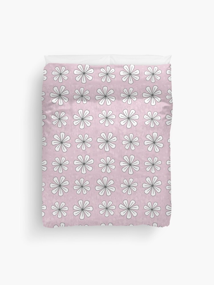 Thumbnail 1 of 2, Duvet Cover, White Flowers Pink Background designed and sold by CarlaBaremb.