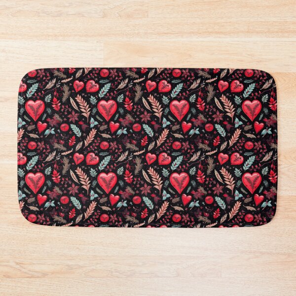 Item preview, leaves with hearts on the dark background designed and sold by YeKnot.
