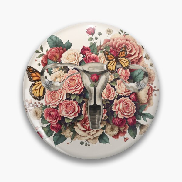 Item preview, Vintage Floral Uterus with roses, uterine cancer support, Feminist, femminism, uteruses, girl, women, watercolor style designed and sold by Collagedream.