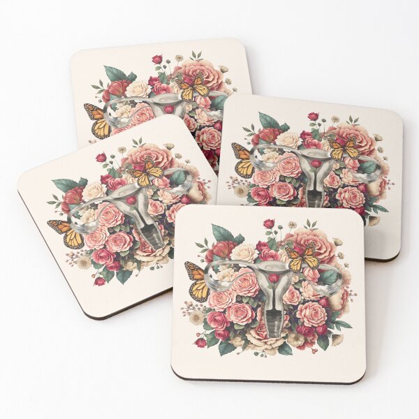 Artikelvorschau, Vintage florale Gebärmutter mit Rosen, Unterstützung für Gebärmutterkrebs, Feministin, Femminismus, Gebärmutter, Mädchen, Frauen, Aquarellstil entworfen und verkauft von Collagedream.