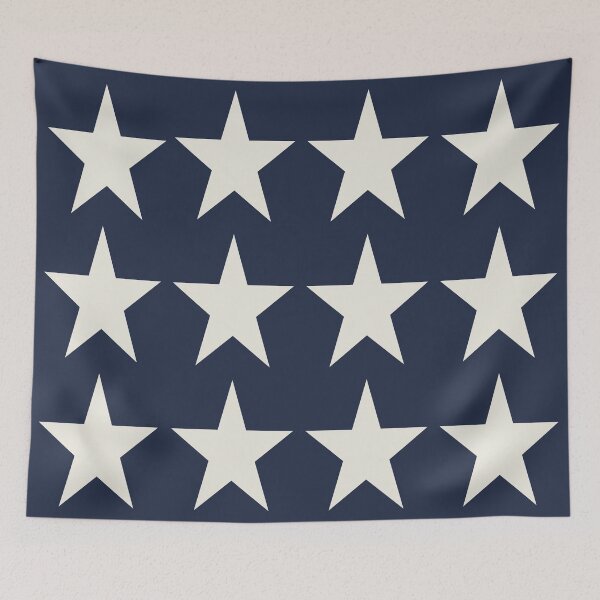 Item preview, LARGE CREAM and NAVY BLUE STARS   designed and sold by RachelMacht.