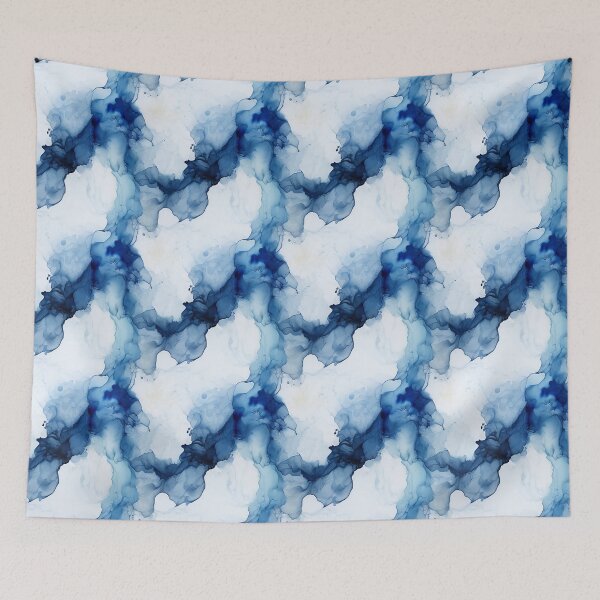 Item preview, alcohol ink navy blue and white abstract designed and sold by YeKnot.