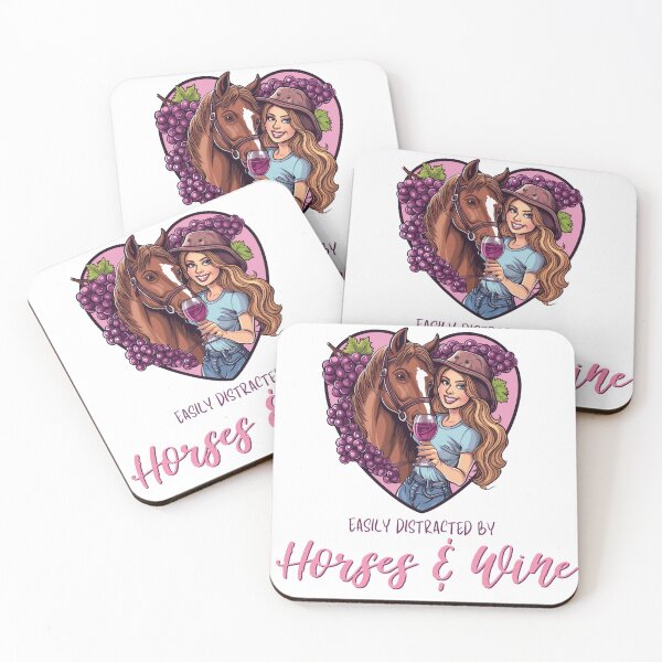 Item preview, Easily Distracted by Horses & Wine - Perfect Horse Rider Gift, Funny designed and sold by KatanaCreative.