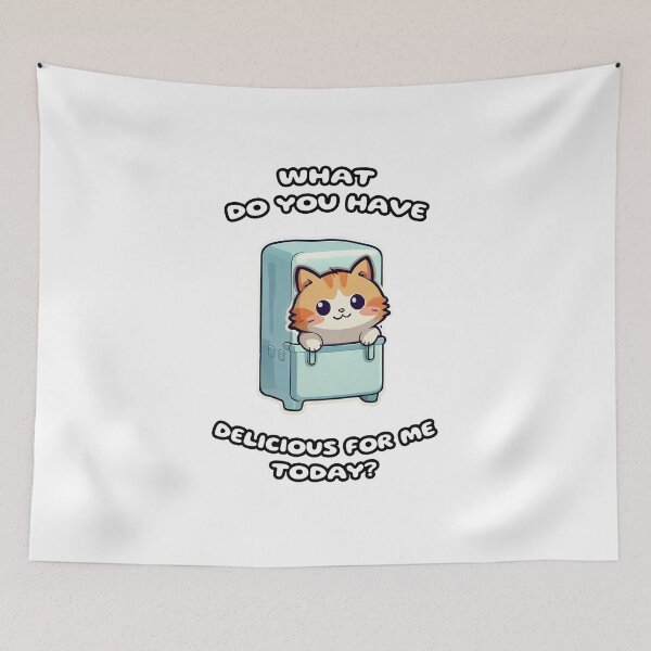 Item preview, What do you have delicious for me today funny cat in fridge cartoon designed and sold by Wolf-Raf-Design.