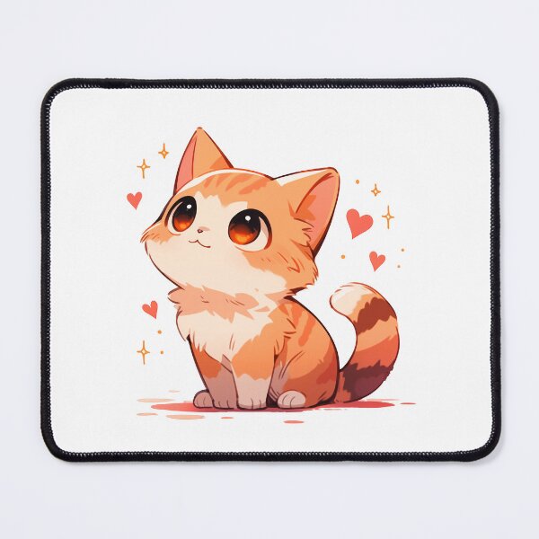 Item preview, Cute Kawaii Happy Red Kitten with Hearts Cat in Love designed and sold by CozyKawaiiArt.