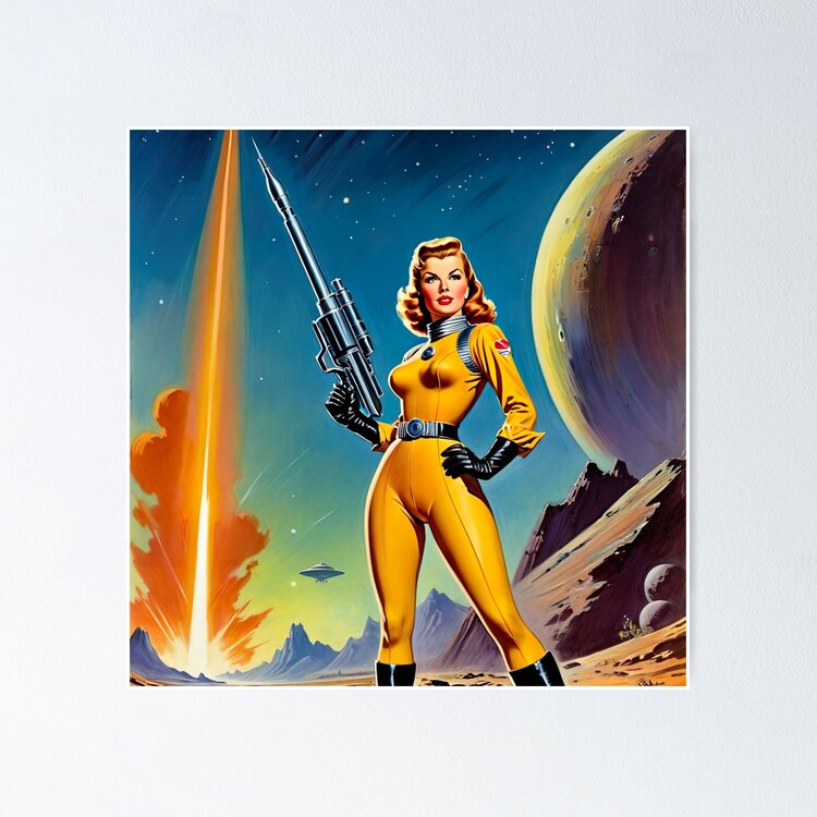 1950's Female Space Cadet | Retro Artwork Sticker