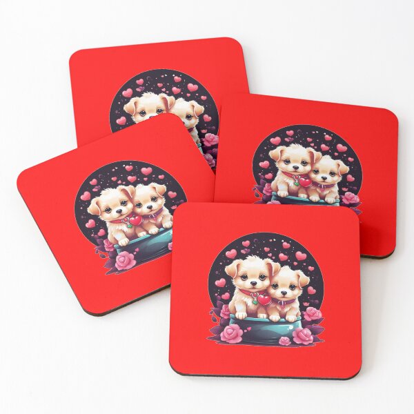 Item preview, Cute dogs with love hearts and roses for Valentine's Day designed and sold by YolaShopOnline.
