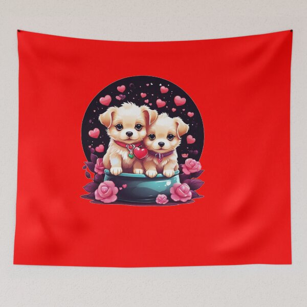 Item preview, Cute dogs with love hearts and roses for Valentine's Day designed and sold by YolaShopOnline.