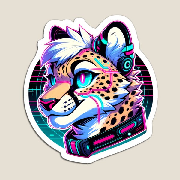 Item preview, Cyberpunk Neon Furry Anthro Cheetah designed and sold by BlueBullBazaar.