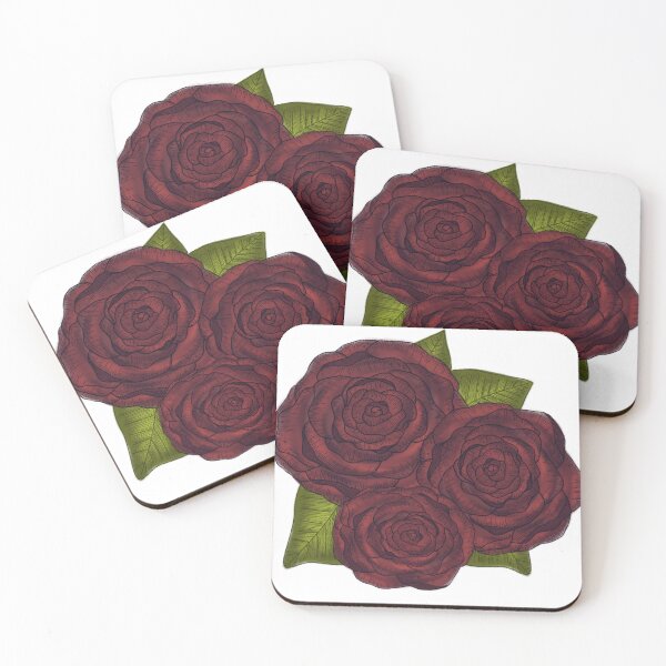 Item preview, Three dark red roses floral digital art designed and sold by Beardraws18.