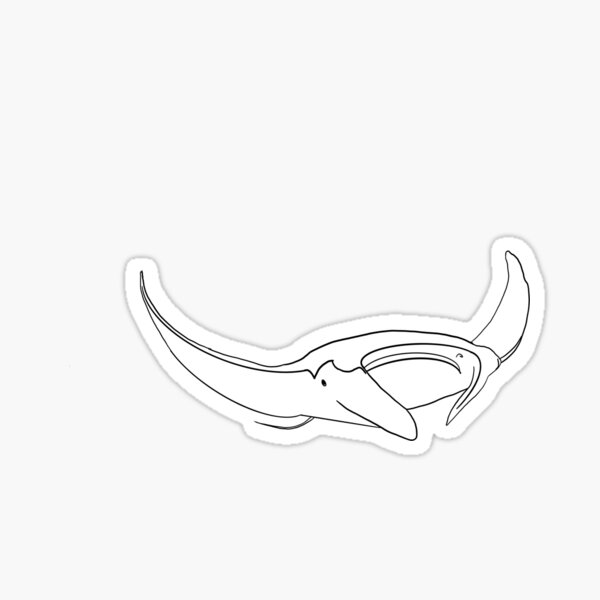 Manta ray outline BLACK Sticker
