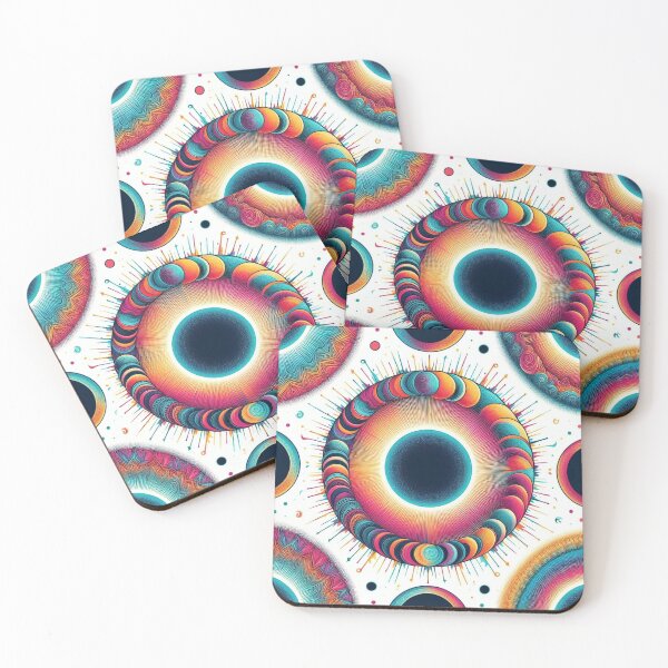 Item preview, Bright Colorful Celestial Eclipse Drawing Illustration Mid Mod 2 designed and sold by CoffeeIsATrip.