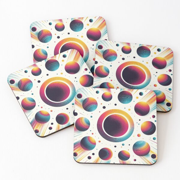 Item preview, Bright Colorful Celestial Eclipse Drawing Illustration Mid Mod 5 designed and sold by CoffeeIsATrip.