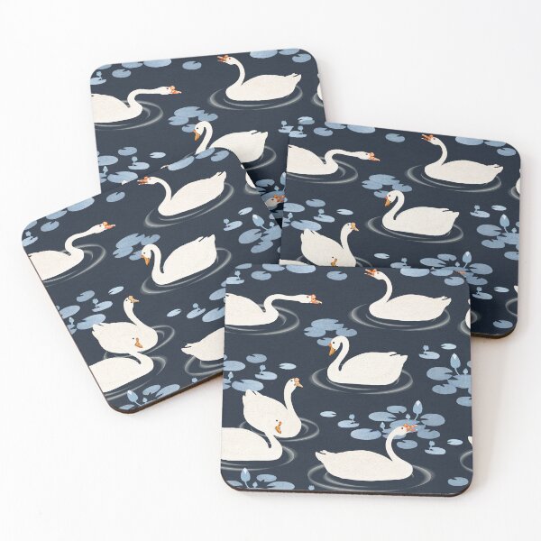 Item preview, Midnight Elegance: White Swans on Sapphire Lily Pond designed and sold by Suzana Djordjevic.