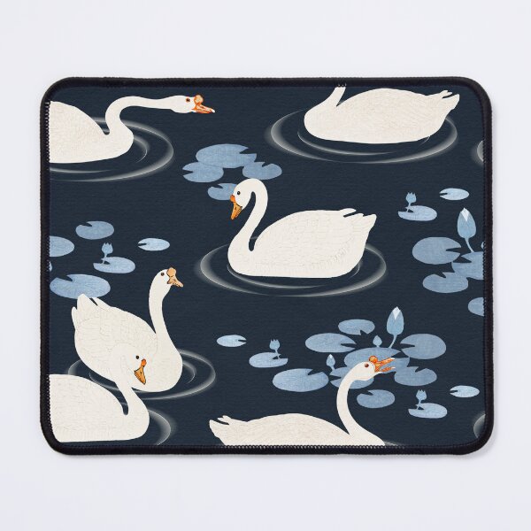Item preview, Midnight Elegance: White Swans on Sapphire Lily Pond designed and sold by Suzana Djordjevic.
