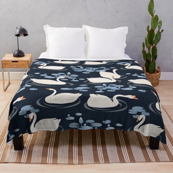 Item preview, Midnight Elegance: White Swans on Sapphire Lily Pond designed and sold by Suzana Djordjevic.