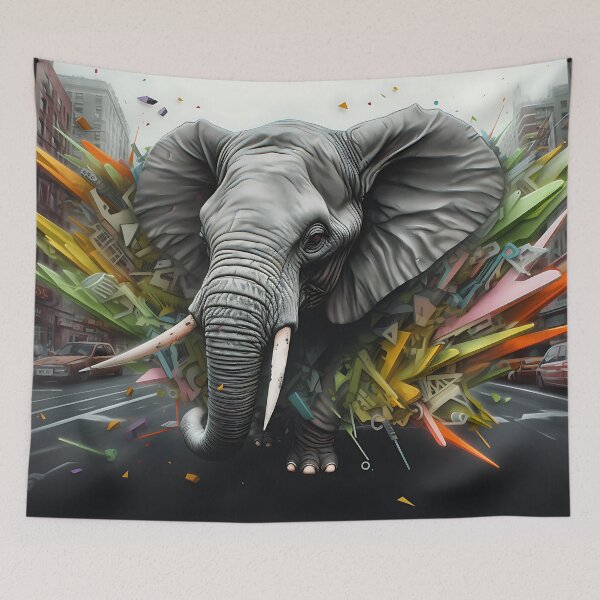 Item preview, Elefant in der bunten Welt designed and sold by Rhinosaurarts.