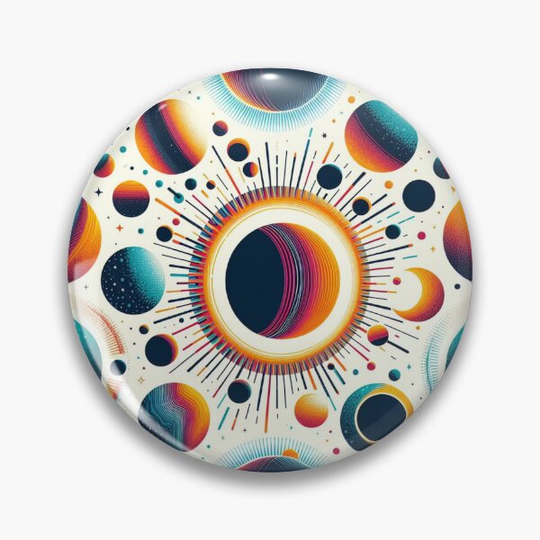 Item preview, Bright Colorful Celestial Eclipse Drawing Illustration Mid Mod 6 designed and sold by CoffeeIsATrip.