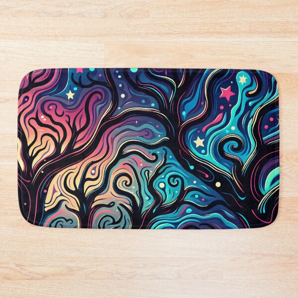 Item preview, Psychedelic Wonky Forest At Night designed and sold by humnoo.