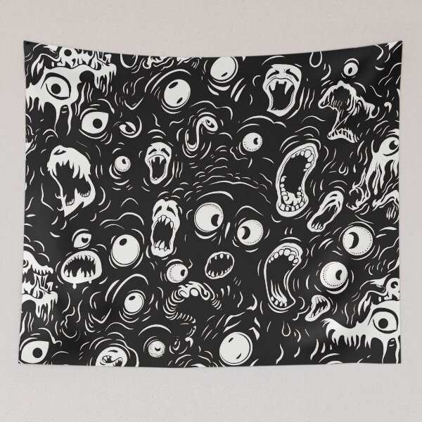 Item preview, Tiled Spooky Faces Pattern designed and sold by dcrc.