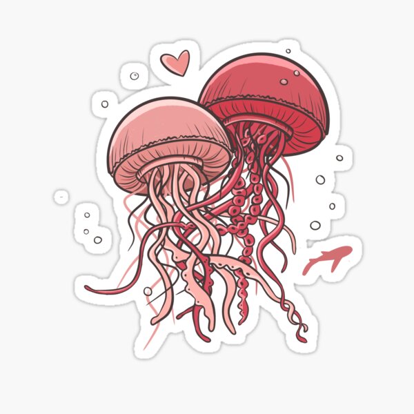 Épris de toi - Méduses rose et rouge Sticker