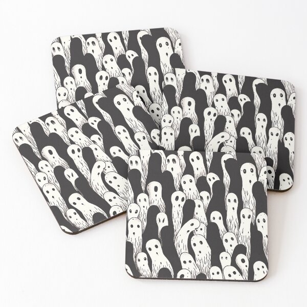 Item preview, Tiled Black and White Ghost Pattern designed and sold by dcrc.