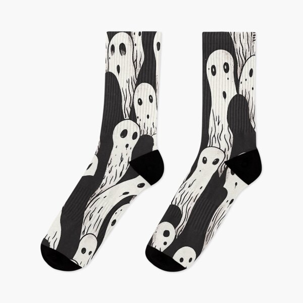 Item preview, Tiled Black and White Ghost Pattern designed and sold by dcrc.