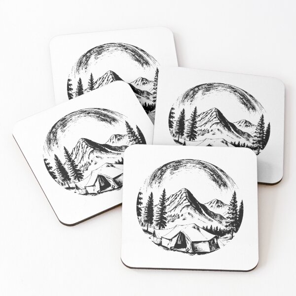 Item preview, Camper Life Black and White - Camping Outside designed and sold by greenwhite25.