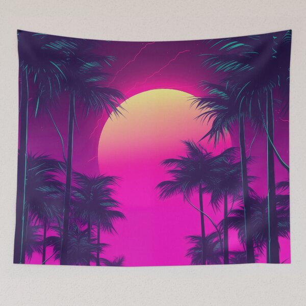 Item preview, Vibrant Synthwave Haven: Tropic Echoes Unleashed designed and sold by Mullet Monkey.