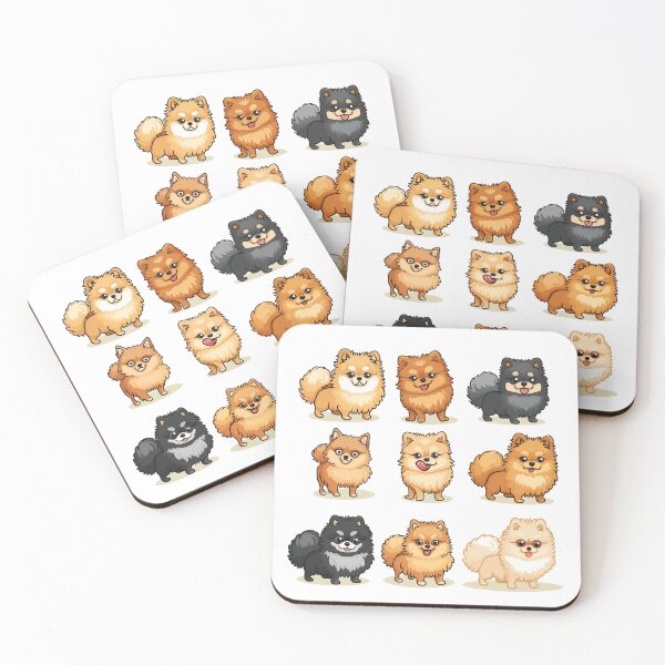 Item preview, Set of Nine cheerful cartoon Pomeranian dogs in different poses and colors. Cute and happy illustration. designed and sold by PrintsByVickson.