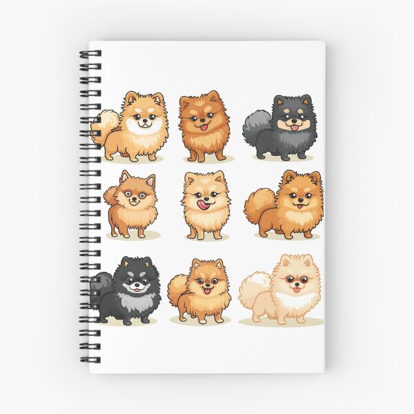 Item preview, Set of Nine cheerful cartoon Pomeranian dogs in different poses and colors. Cute and happy illustration. designed and sold by PrintsByVickson.