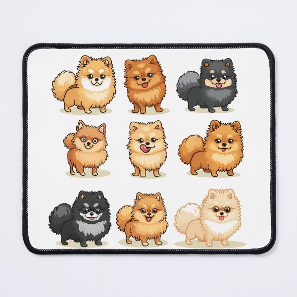 Item preview, Set of Nine cheerful cartoon Pomeranian dogs in different poses and colors. Cute and happy illustration. designed and sold by PrintsByVickson.