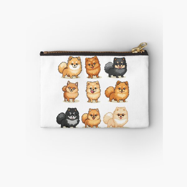 Item preview, Set of Nine cheerful cartoon Pomeranian dogs in different poses and colors. Cute and happy illustration. designed and sold by PrintsByVickson.