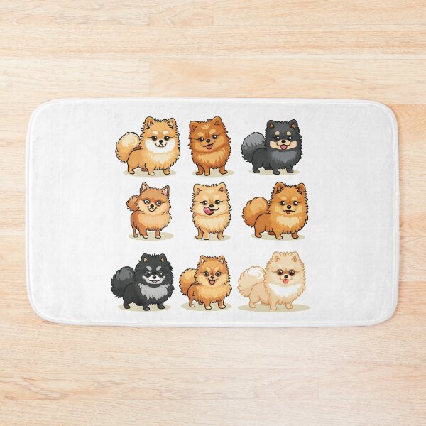 Item preview, Set of Nine cheerful cartoon Pomeranian dogs in different poses and colors. Cute and happy illustration. designed and sold by PrintsByVickson.