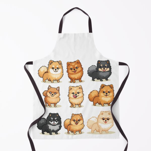 Item preview, Set of Nine cheerful cartoon Pomeranian dogs in different poses and colors. Cute and happy illustration. designed and sold by PrintsByVickson.