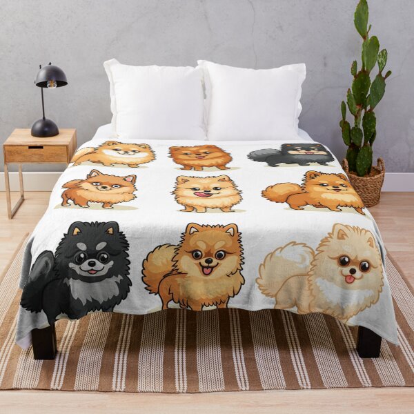 Item preview, Set of Nine cheerful cartoon Pomeranian dogs in different poses and colors. Cute and happy illustration. designed and sold by PrintsByVickson.