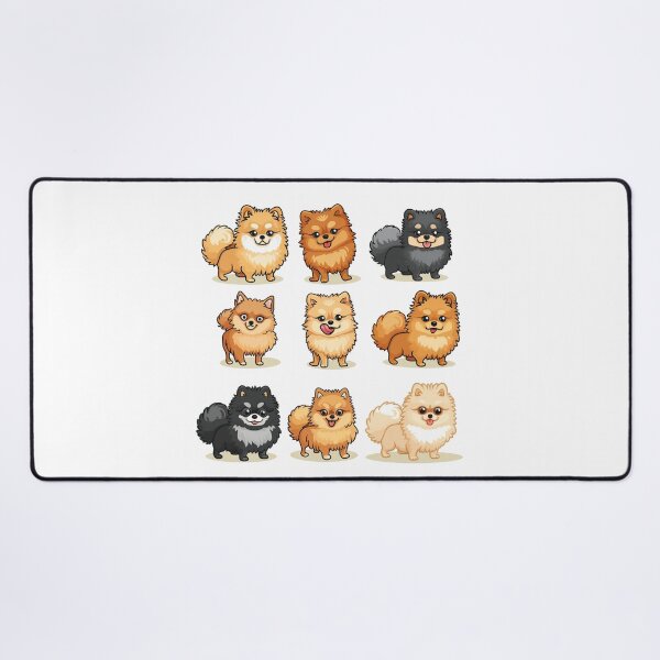 Item preview, Set of Nine cheerful cartoon Pomeranian dogs in different poses and colors. Cute and happy illustration. designed and sold by PrintsByVickson.