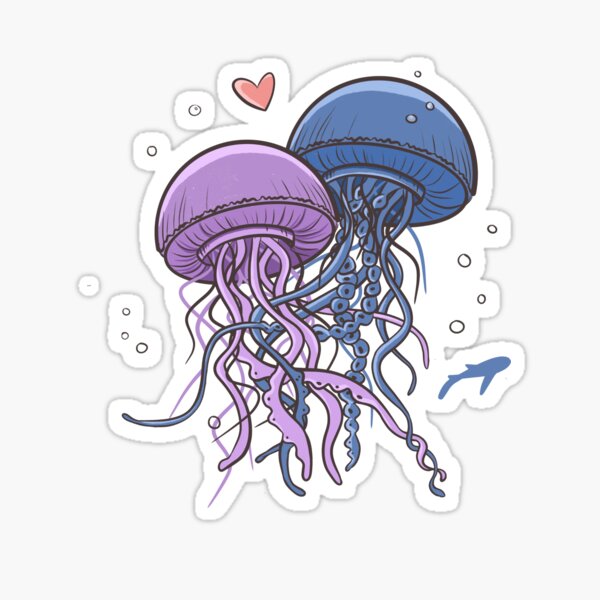 Épris de toi - Méduses violette et bleue Sticker