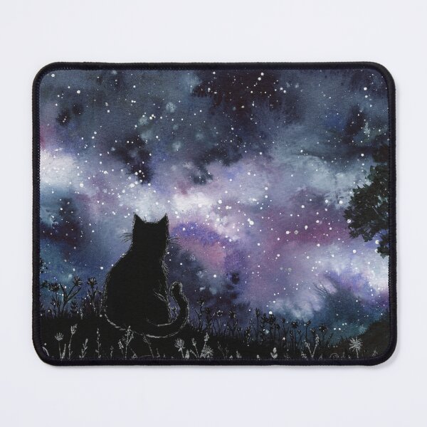 Item preview, Stargazing Cat Watercolor Landscape designed and sold by dragonstarart.