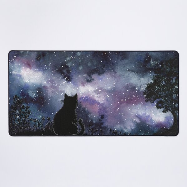 Item preview, Stargazing Cat Watercolor Landscape designed and sold by dragonstarart.